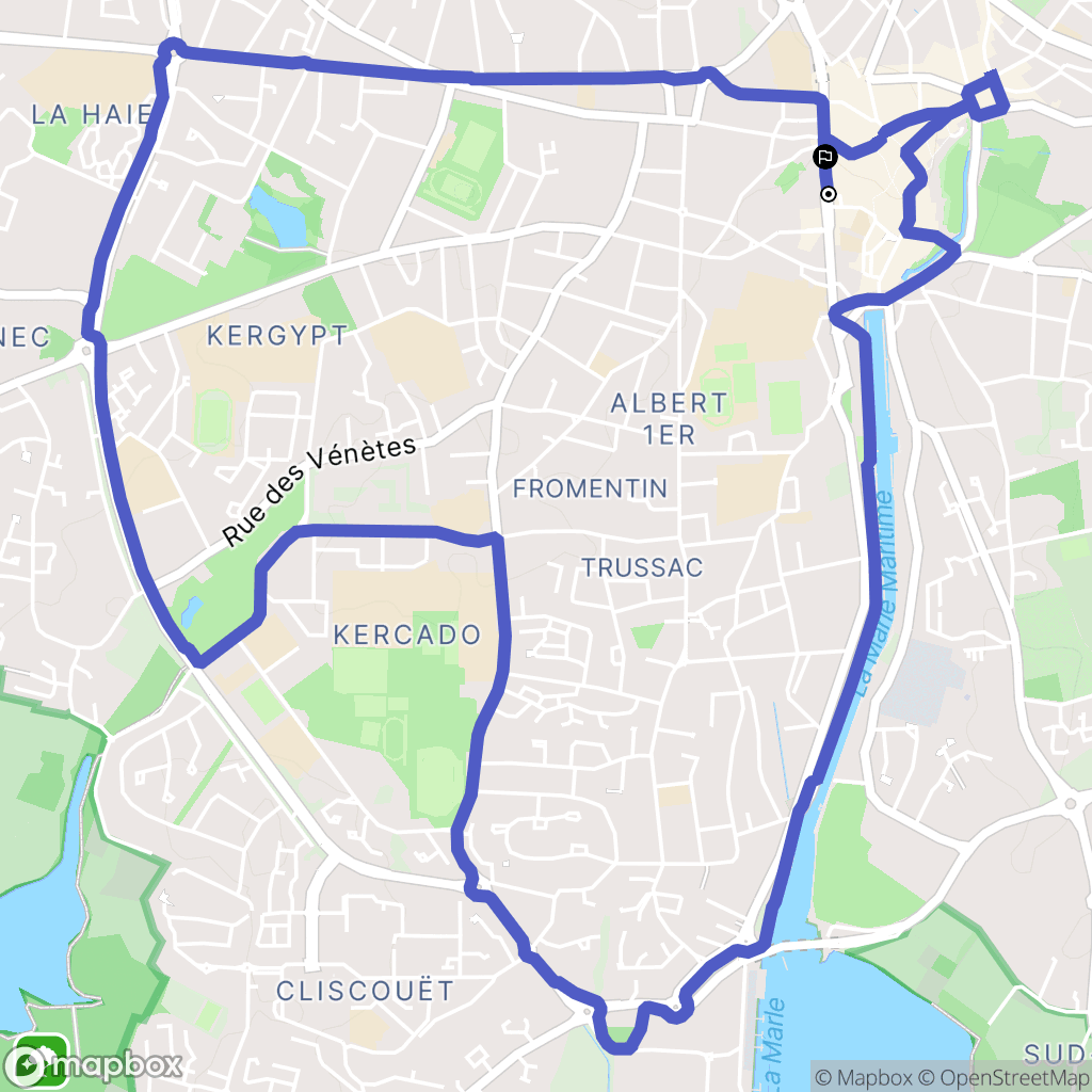 Vannes : carte du parcours de randonnée - France