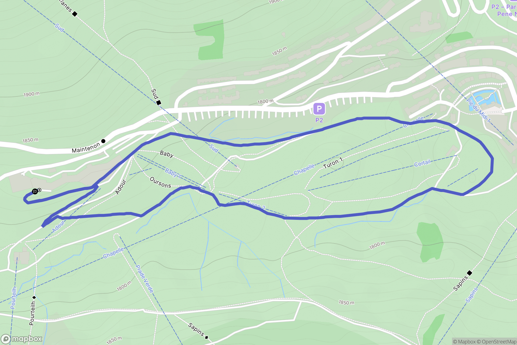 Bagnères-de-Bigorre : carte du parcours de randonnée - France