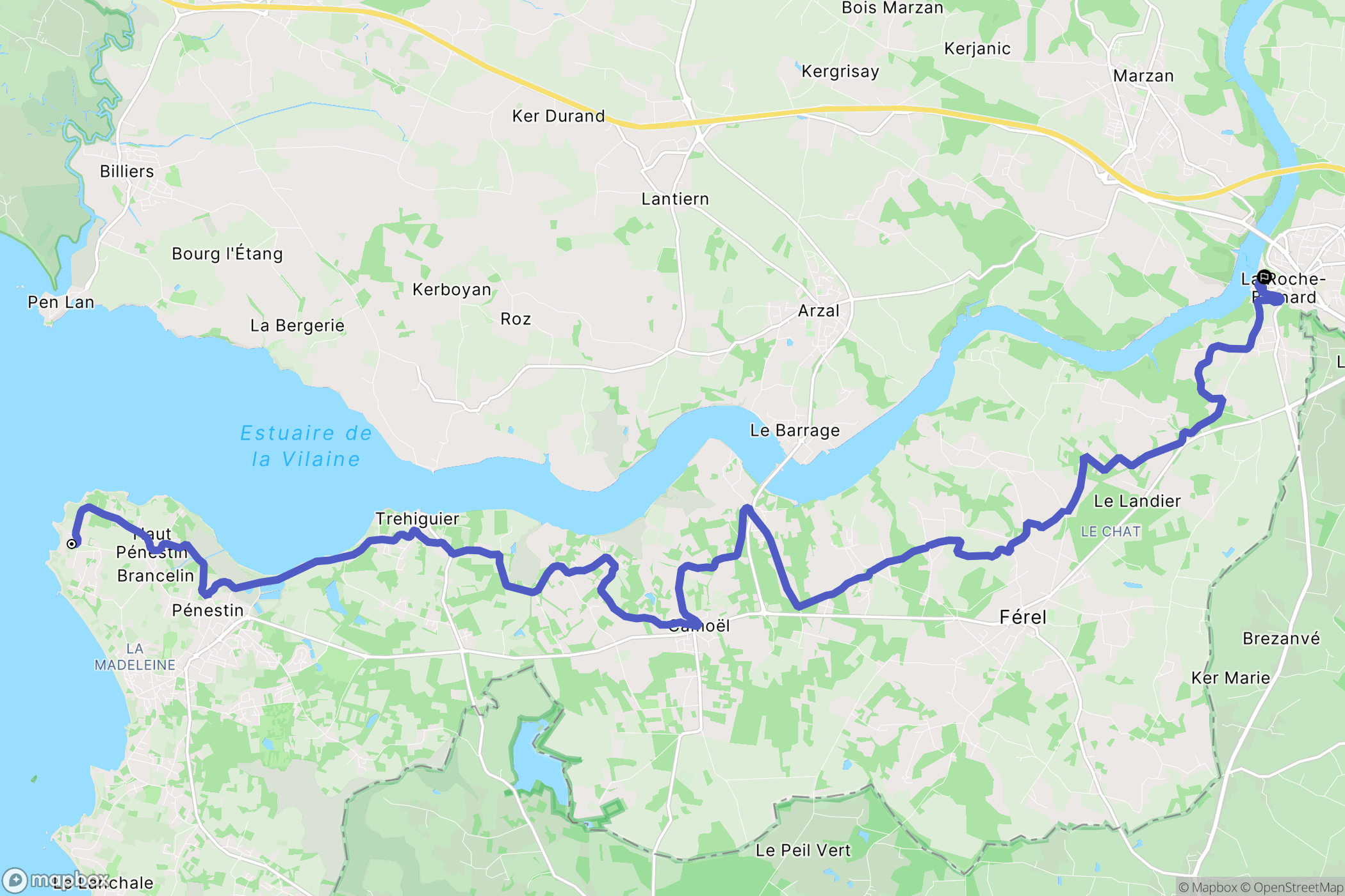 Pénestin : carte du parcours de randonnée - France