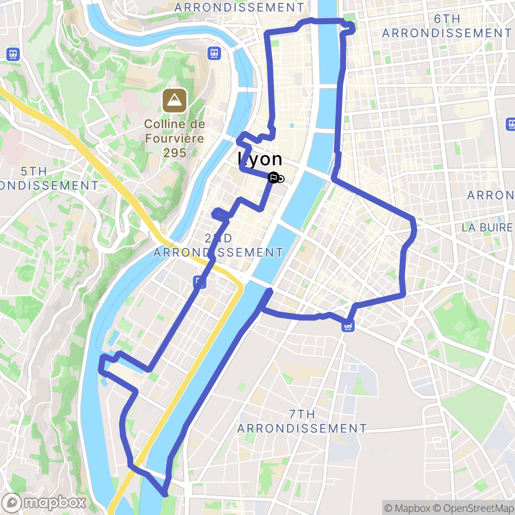Lyon : carte du parcours de randonnée - France