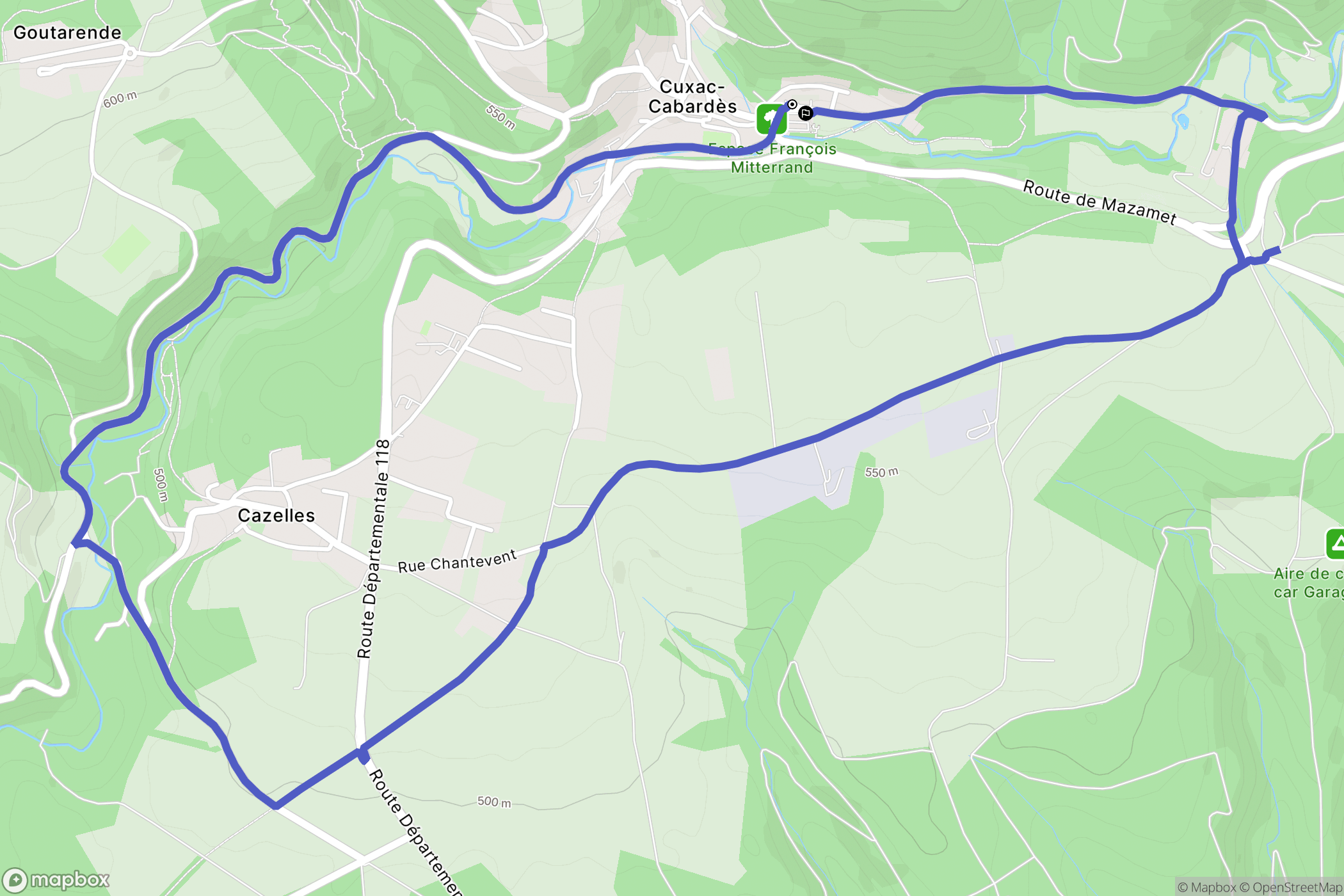 Cuxac-Cabardès : carte du parcours de randonnée - France