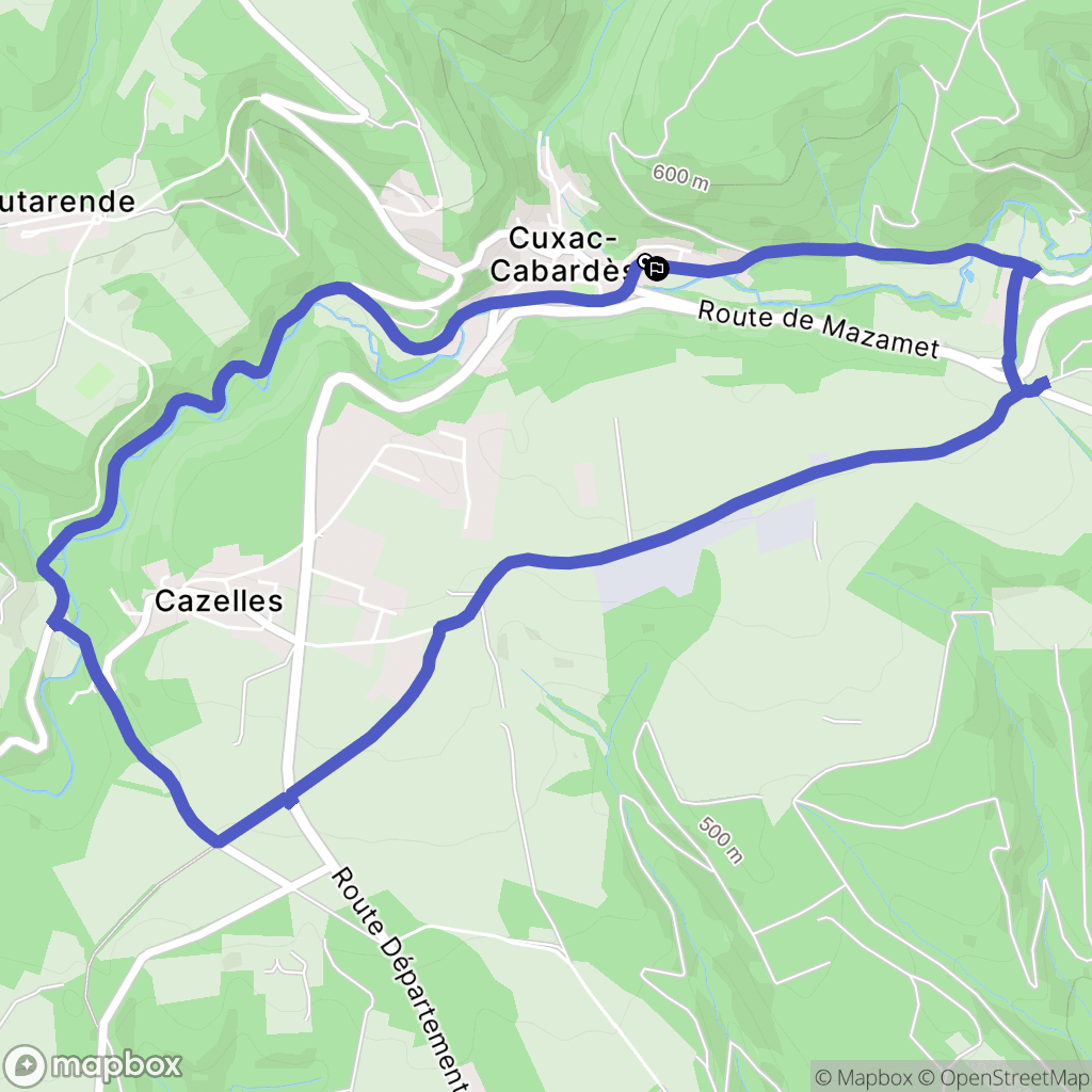 Cuxac-Cabardès : carte du parcours de randonnée - France