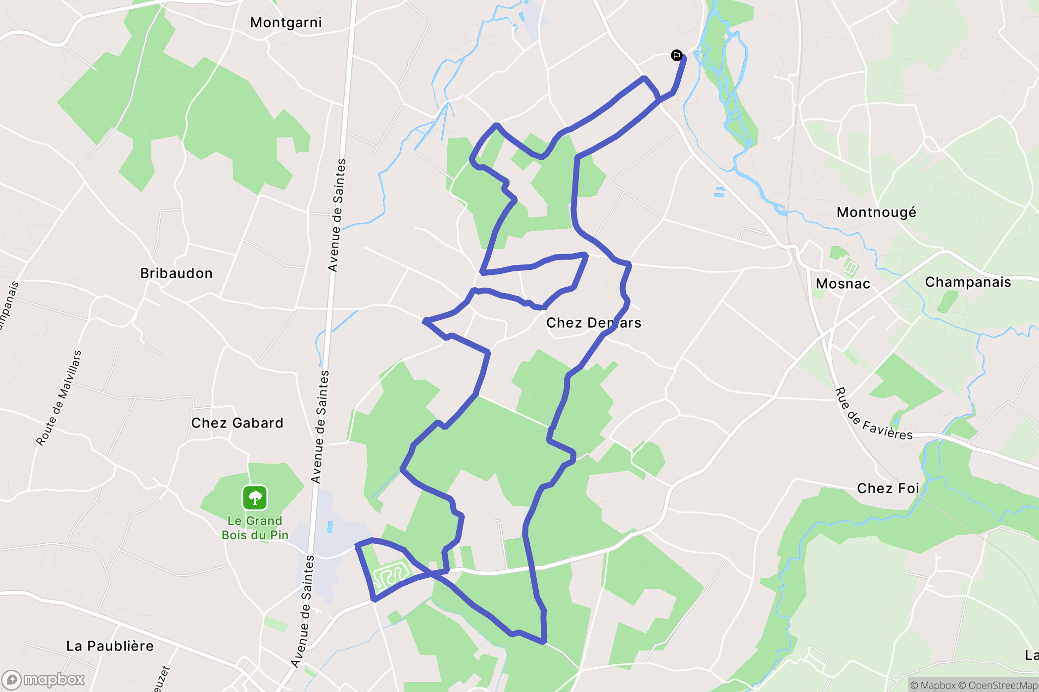 Mosnac : carte du parcours de randonnée - France