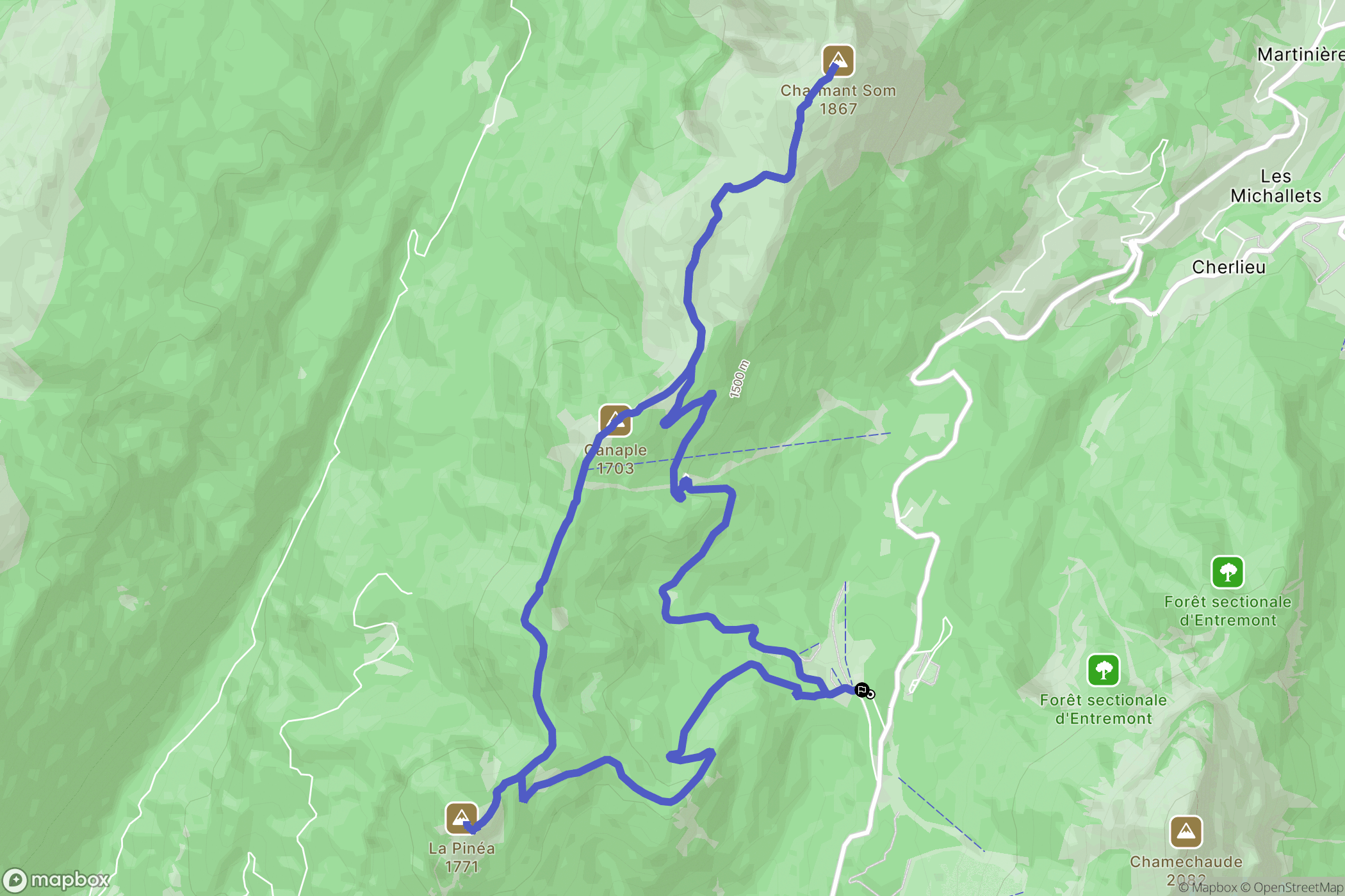 Sarcenas : carte du parcours de randonnée - France
