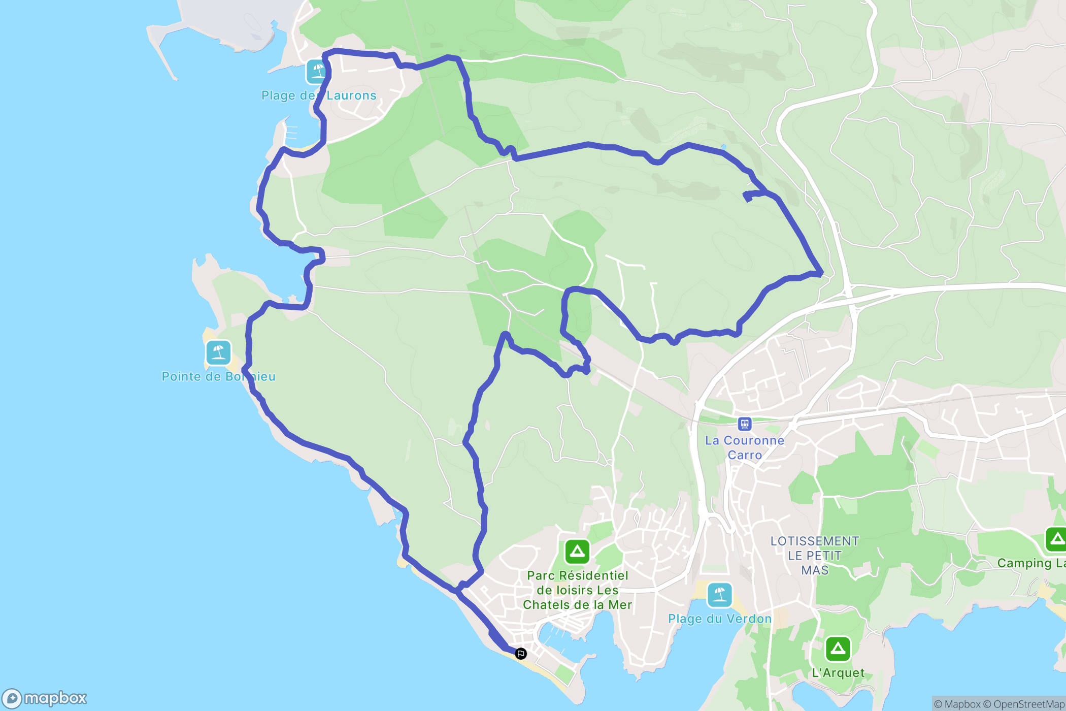Martigues : carte du parcours de randonnée - France