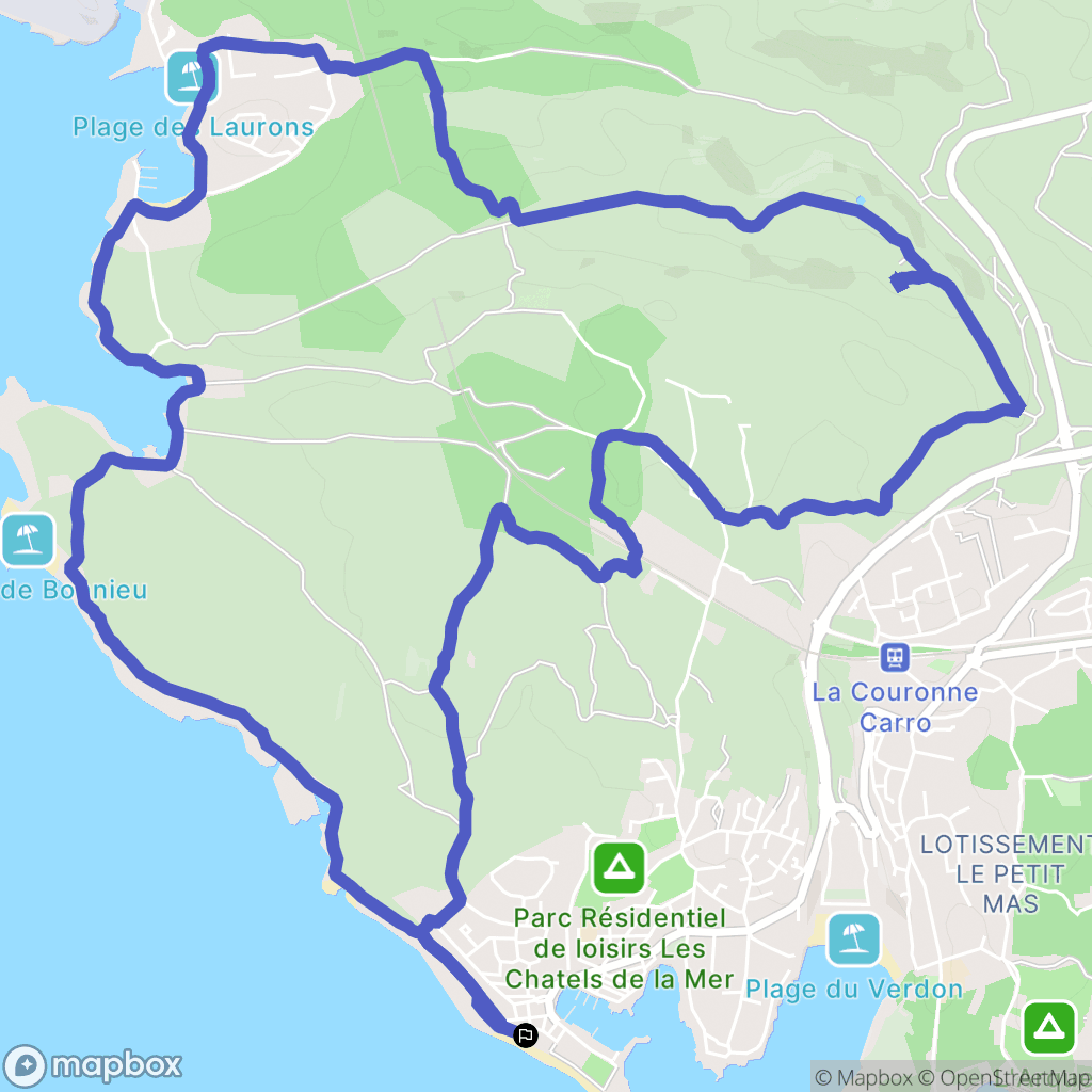 Martigues : carte du parcours de randonnée - France