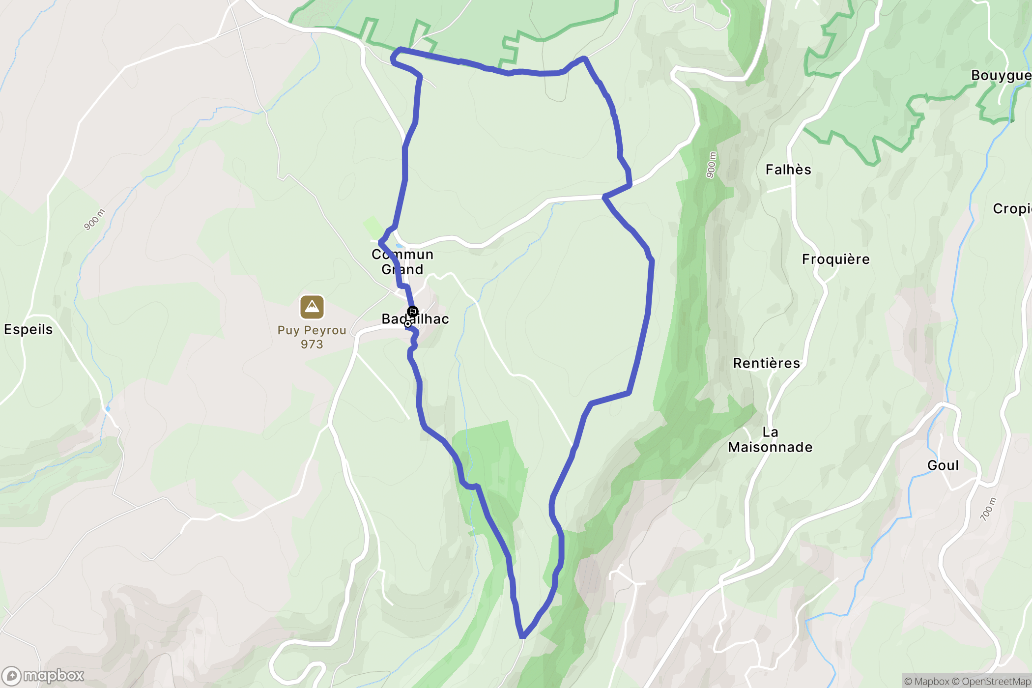 Badailhac : carte du parcours de randonnée - France