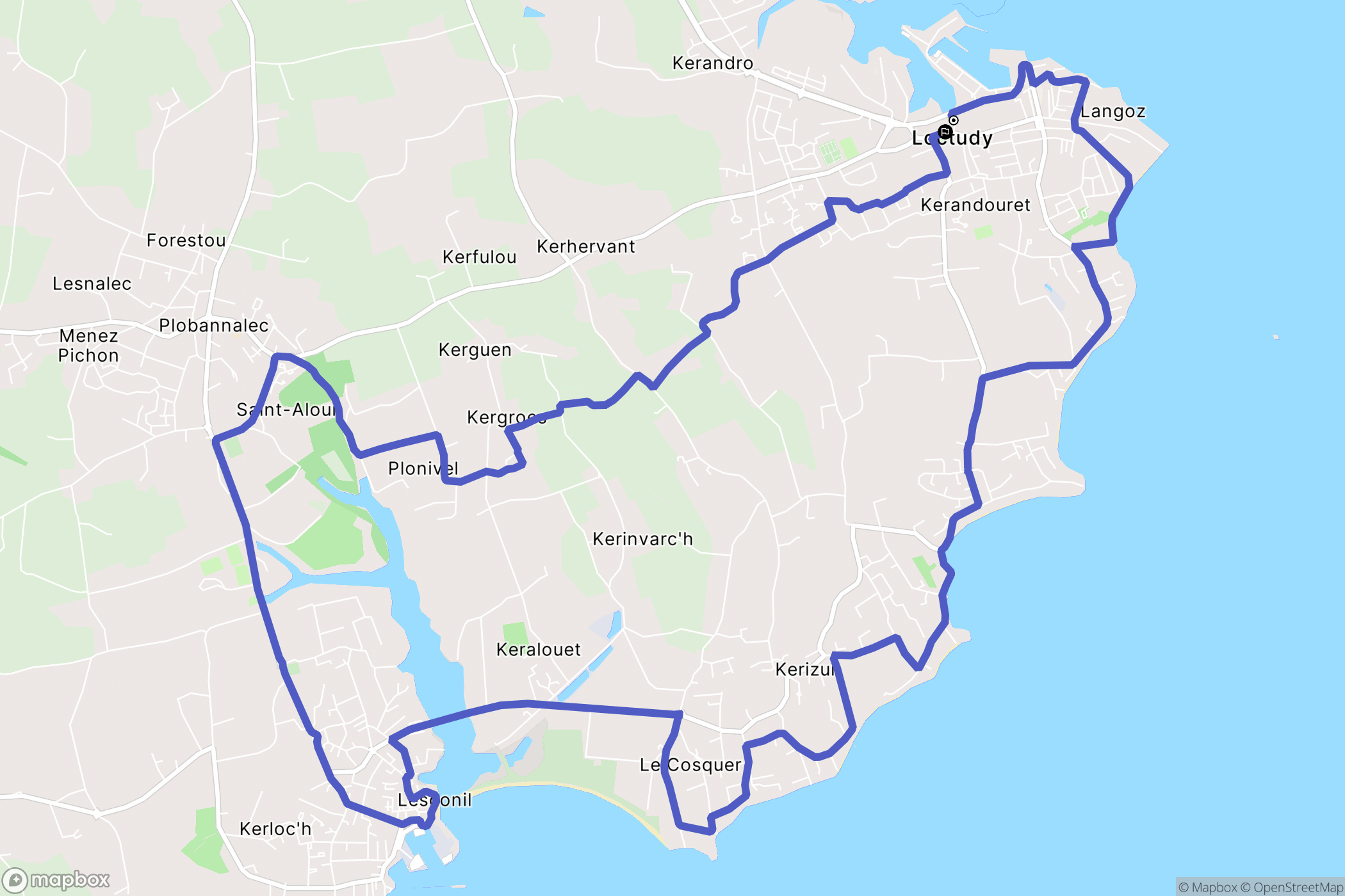 Loctudy : carte du parcours de randonnée - France