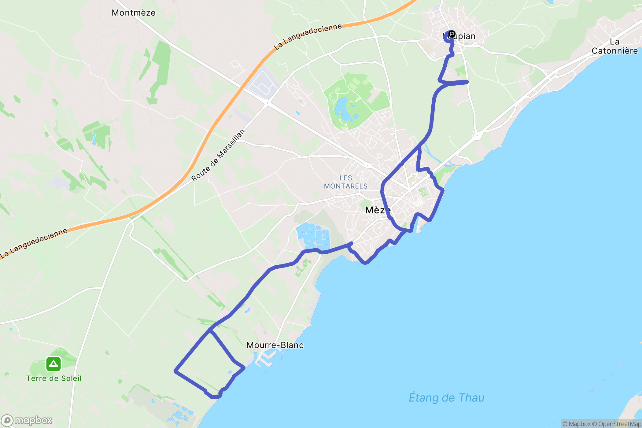 Loupian : carte du parcours de randonnée - France