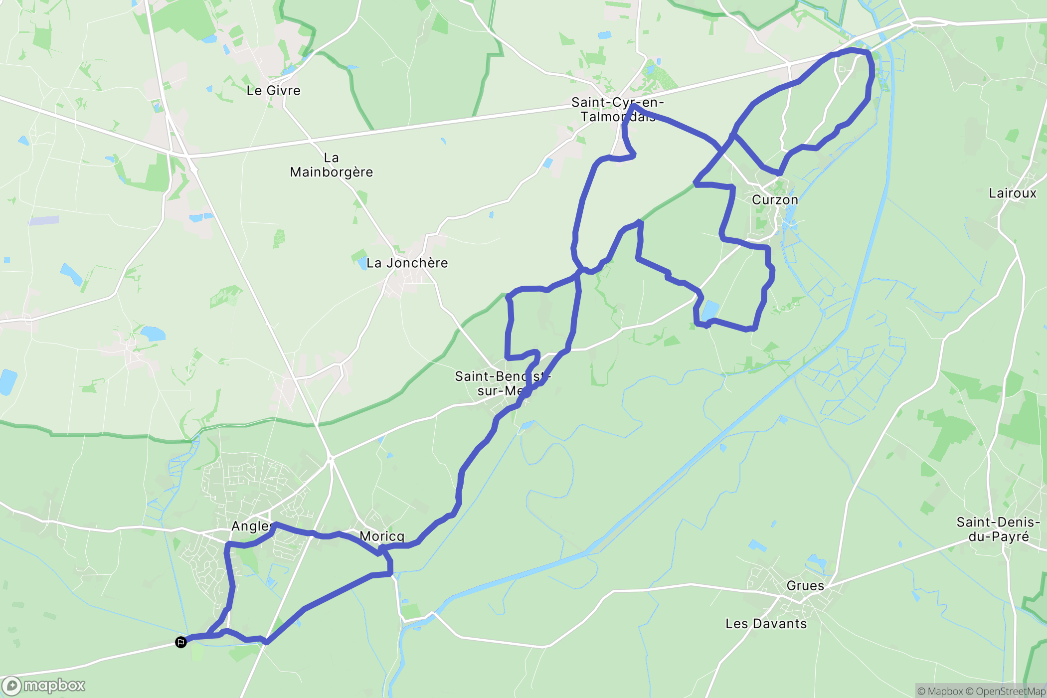 Angles : carte du parcours de randonnée - France