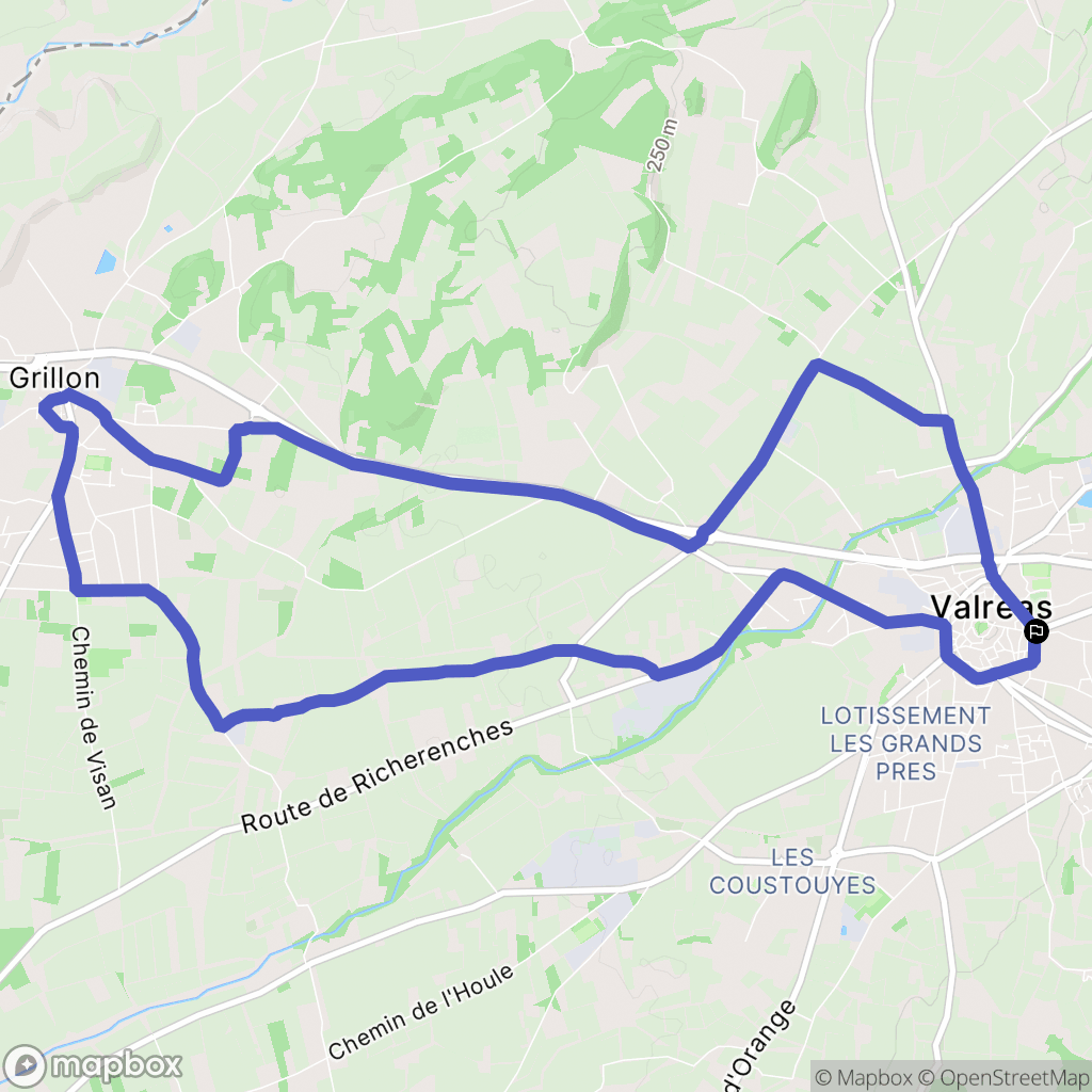 Valréas : carte du parcours de randonnée - France