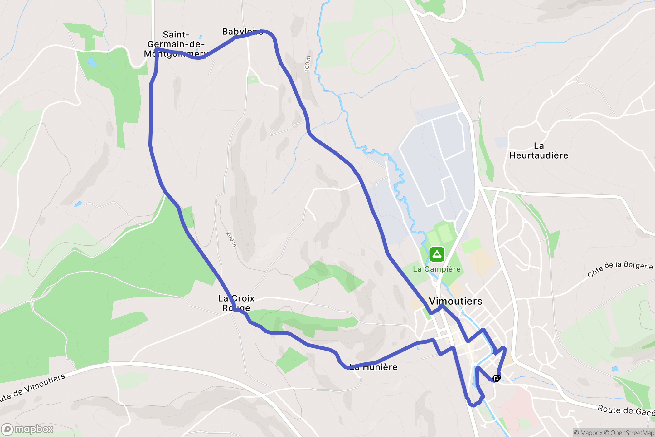 Vimoutiers : carte du parcours de randonnée - France