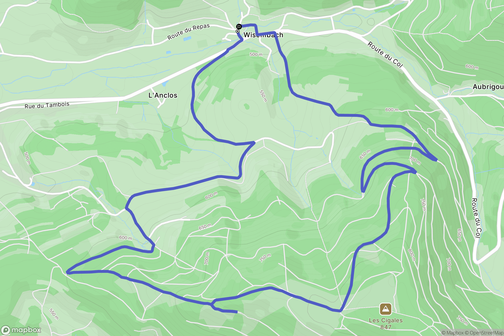 Wisembach : carte du parcours de randonnée - France