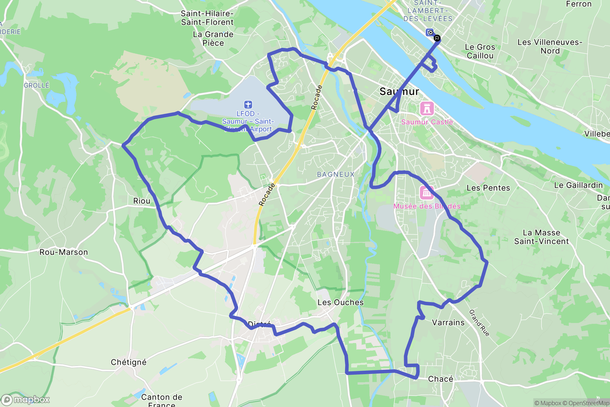 Saumur : carte du parcours de randonnée - France