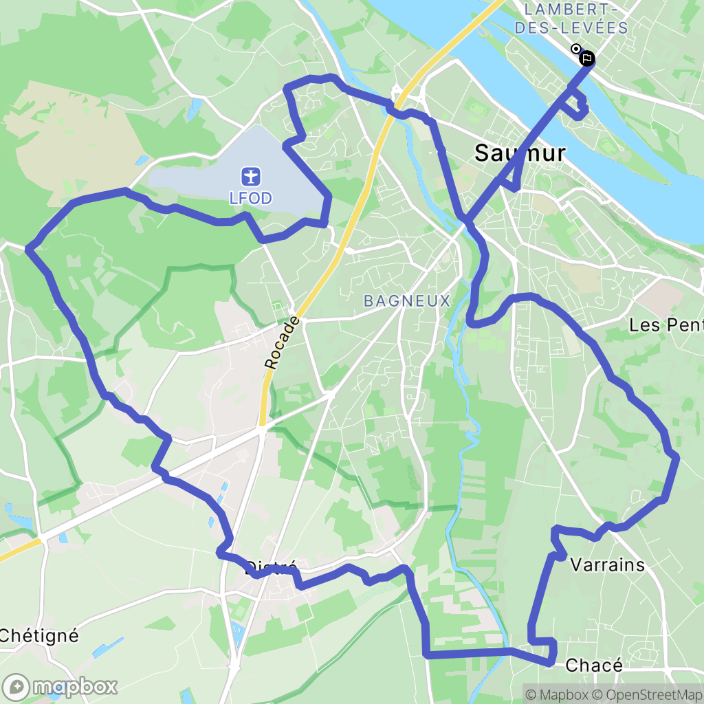 Saumur : carte du parcours de randonnée - France