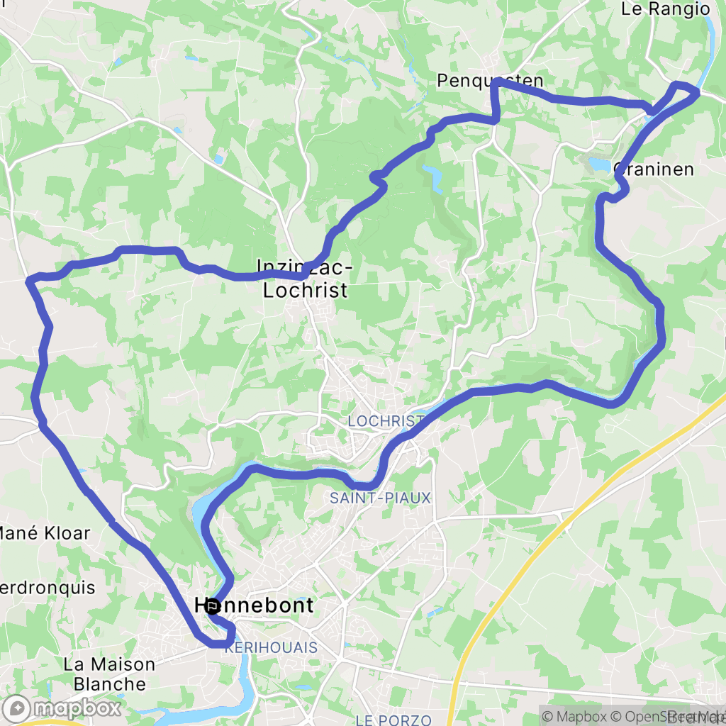 Hennebont : carte du parcours de randonnée - France