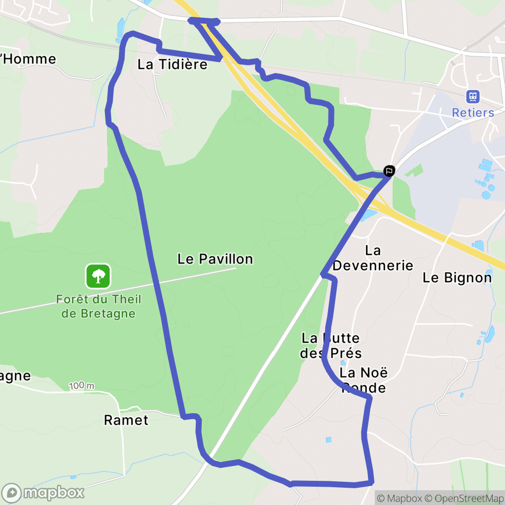Retiers : carte du parcours de randonnée - France