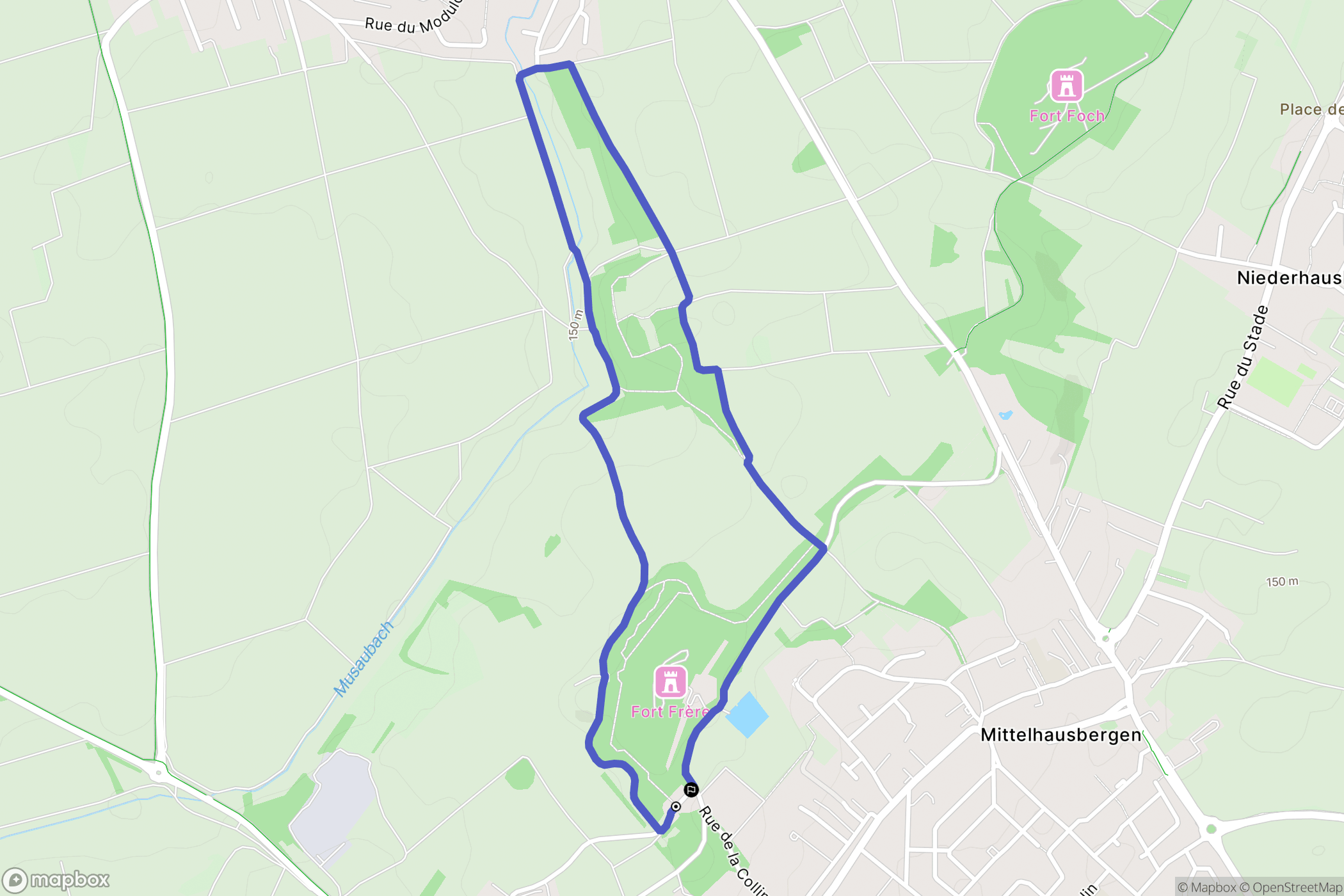 Oberhausbergen : carte du parcours de randonnée - France