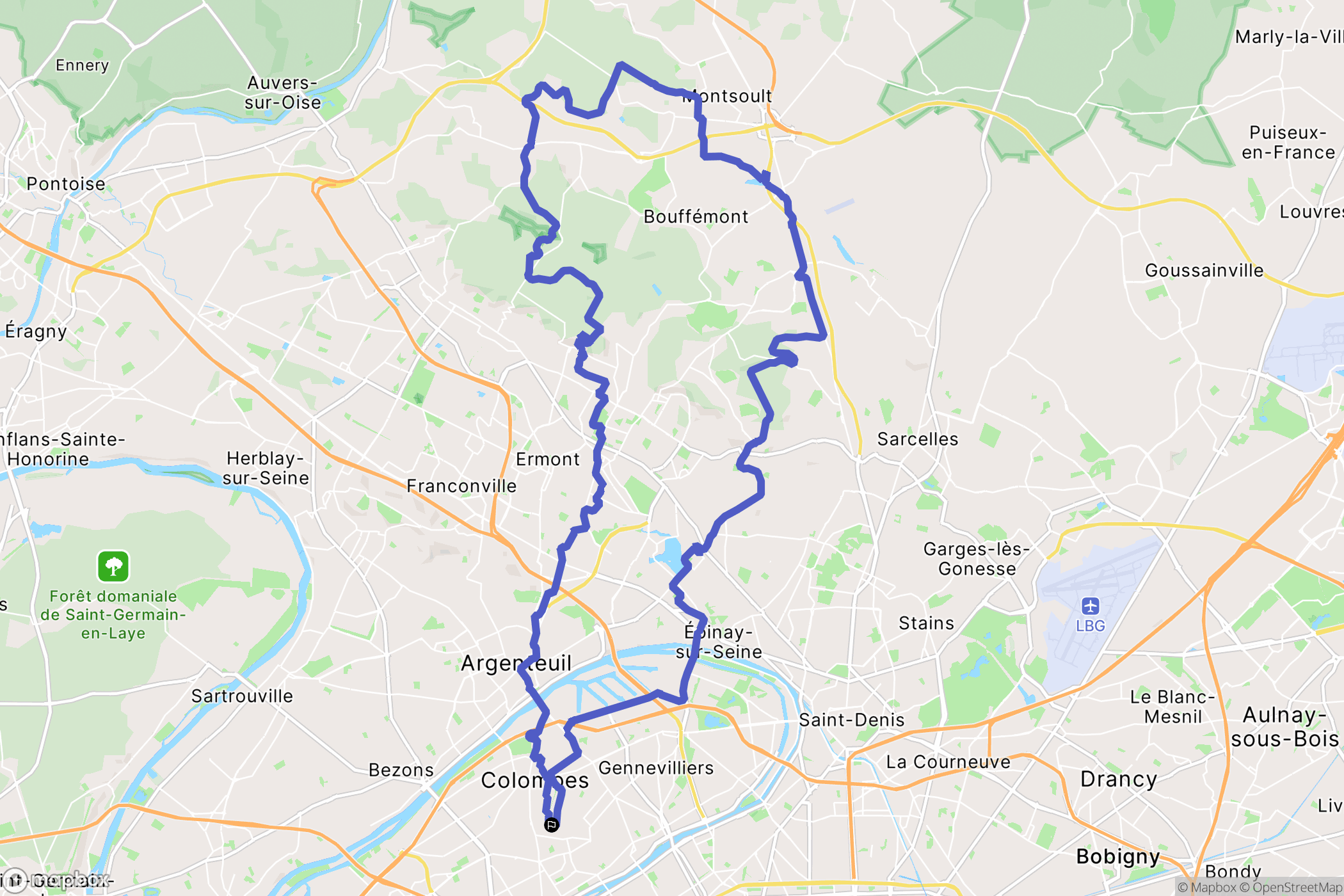 Bois-Colombes : carte du parcours de randonnée - France
