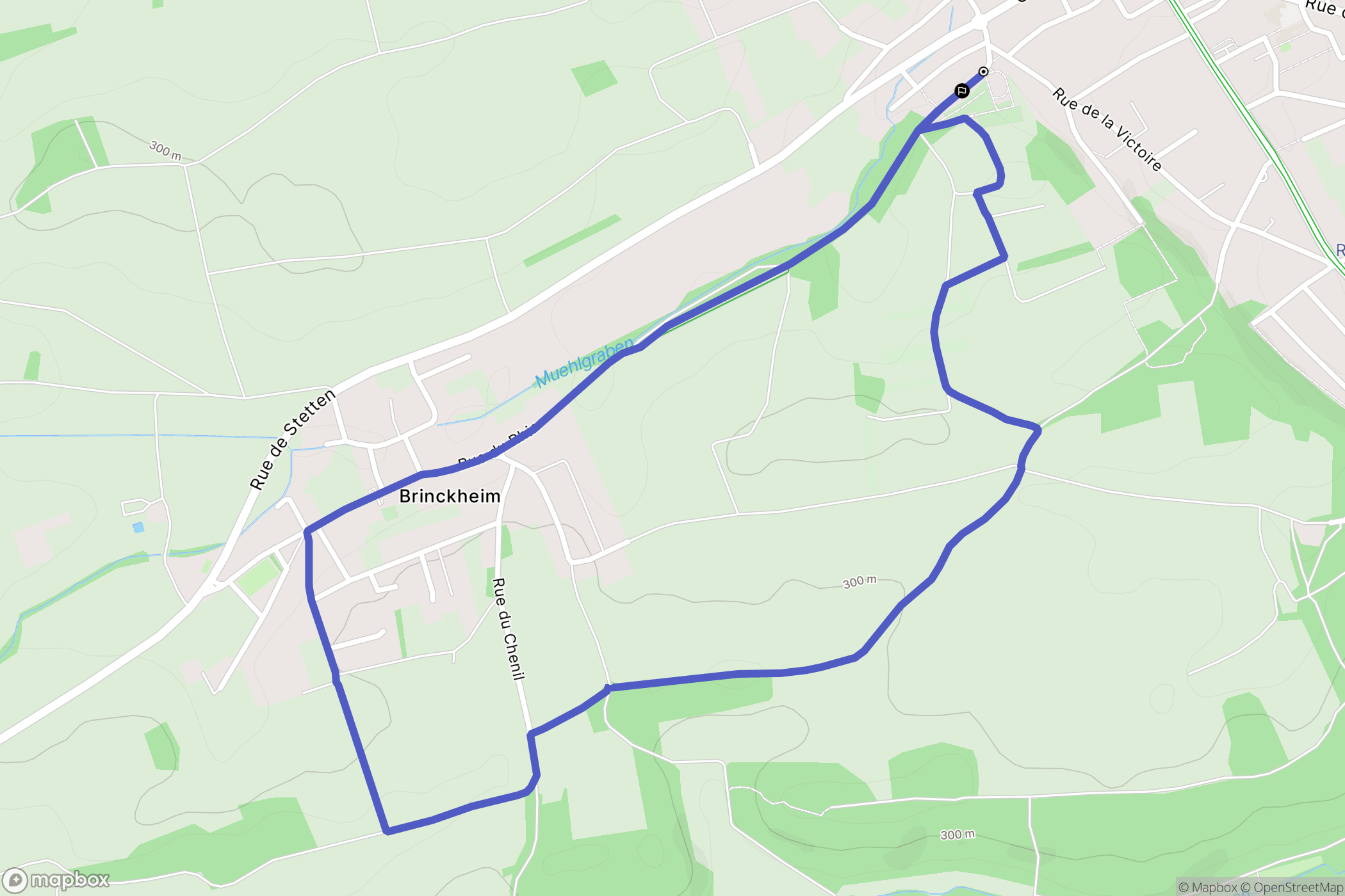 Bartenheim : carte du parcours de randonnée - France