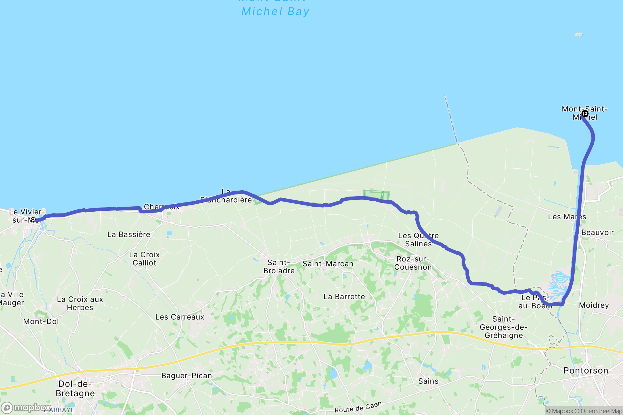 Le Vivier-sur-Mer : carte du parcours de randonnée - France