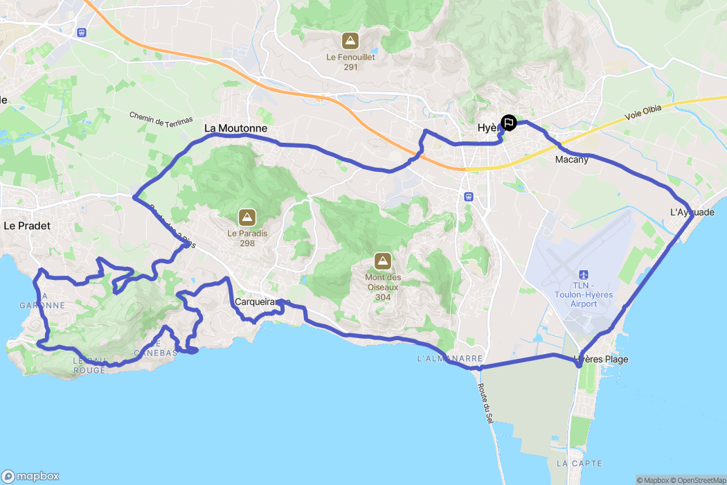 Hyères : carte du parcours de randonnée - France
