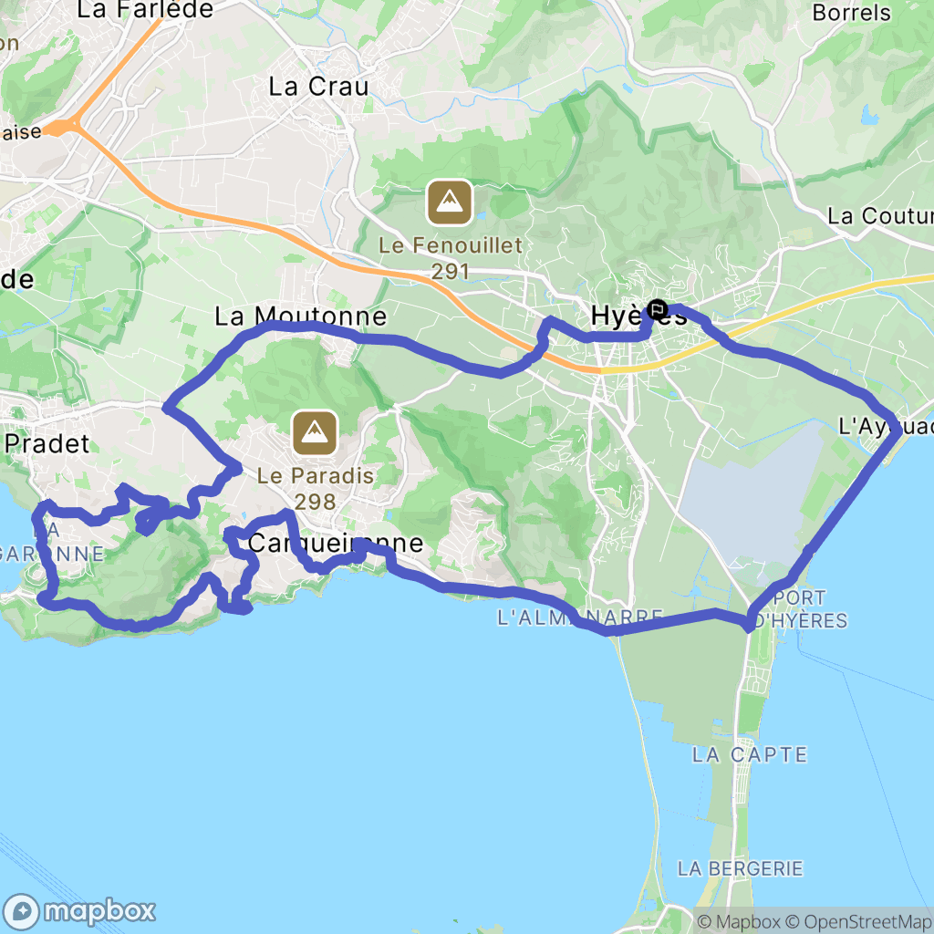 Hyères : carte du parcours de randonnée - France
