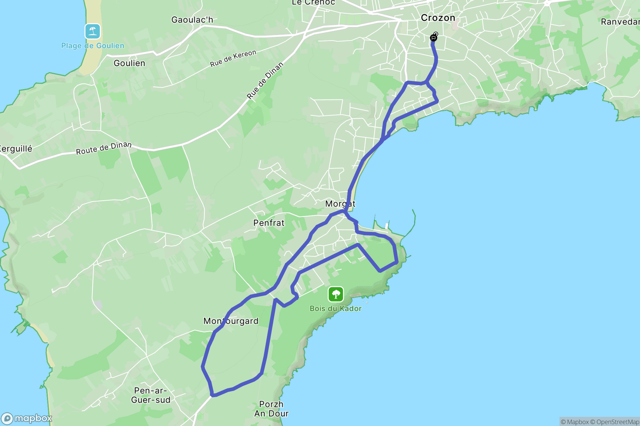 Crozon : carte du parcours de randonnée - France
