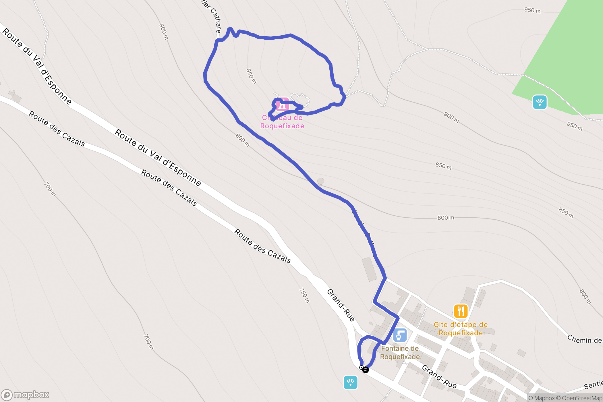 Roquefixade : carte du parcours de randonnée - France