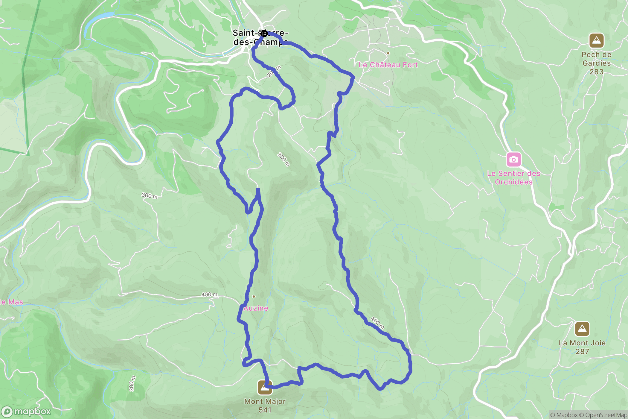 Saint-Pierre-des-Champs : carte du parcours de randonnée - France