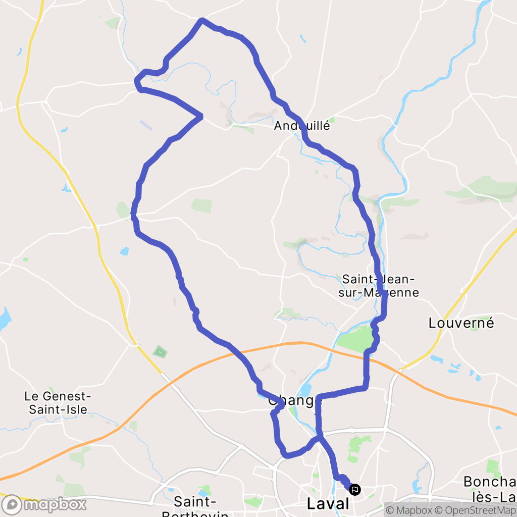 Laval : carte du parcours de randonnée - France