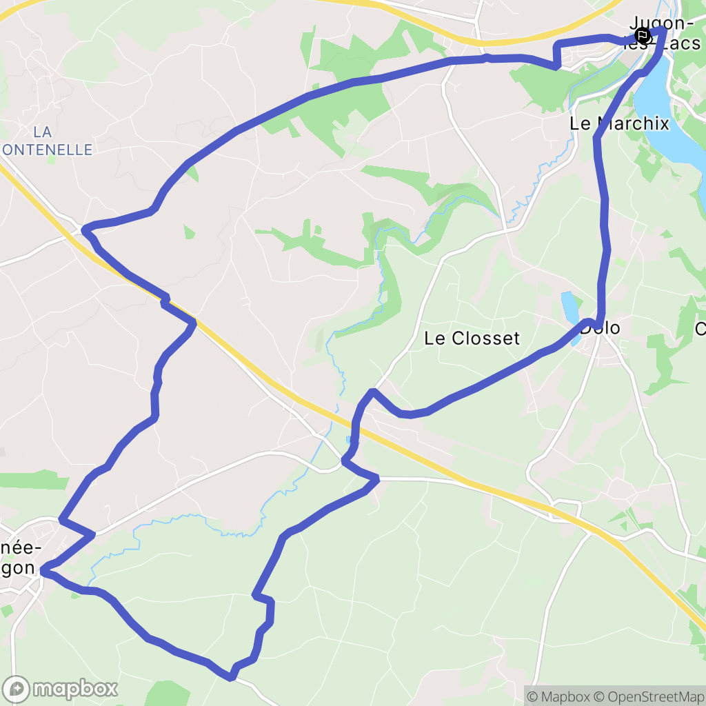 Jugon-les-Lacs : carte du parcours de randonnée - France