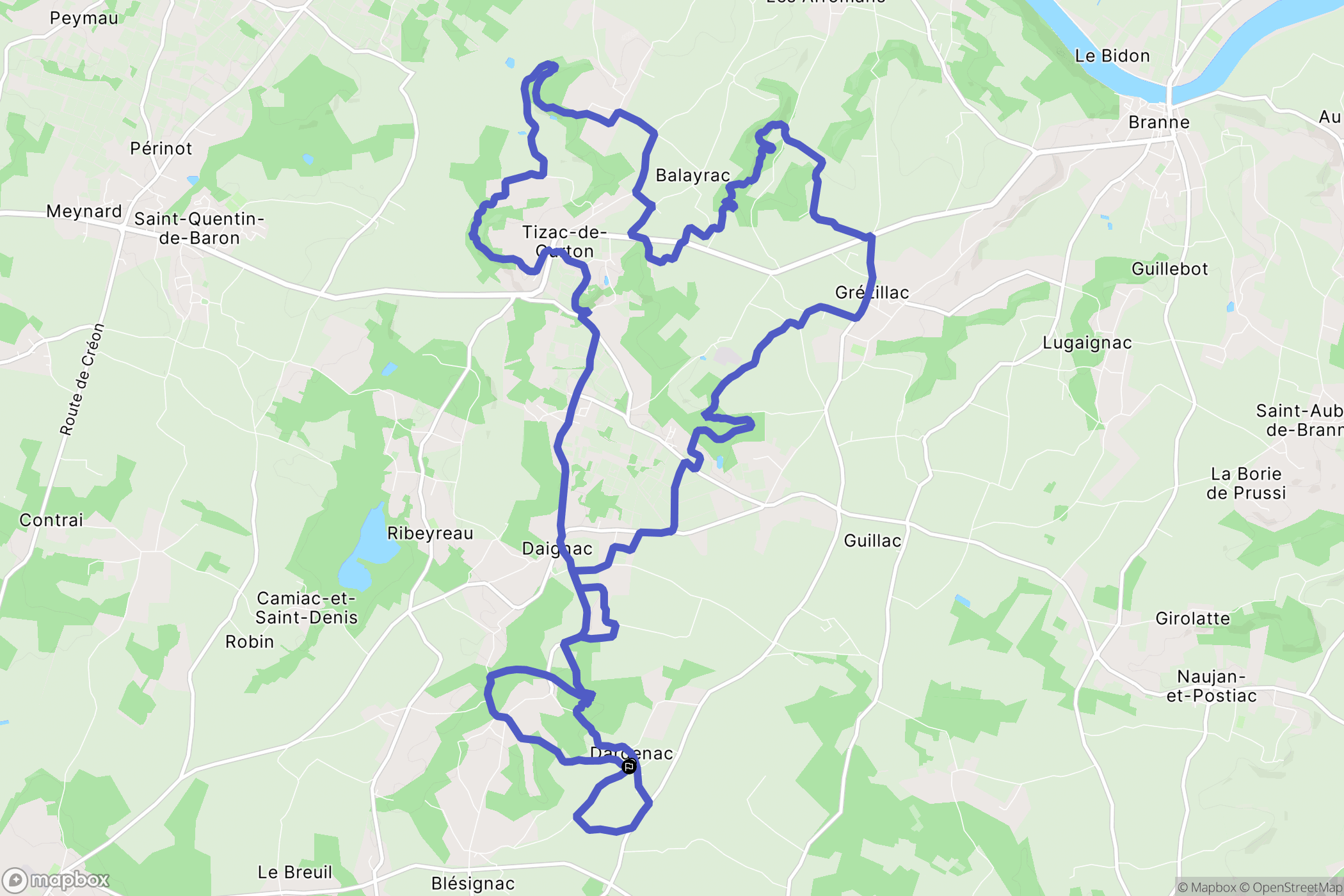 Dardenac : carte du parcours de randonnée - France