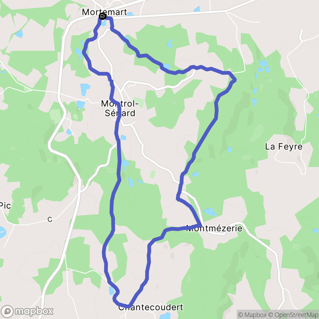 Mortemart : carte du parcours de randonnée - France