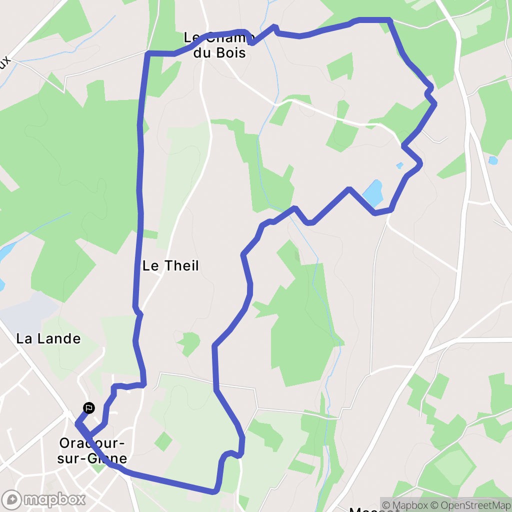 Oradour-sur-Glane : carte du parcours de randonnée - France