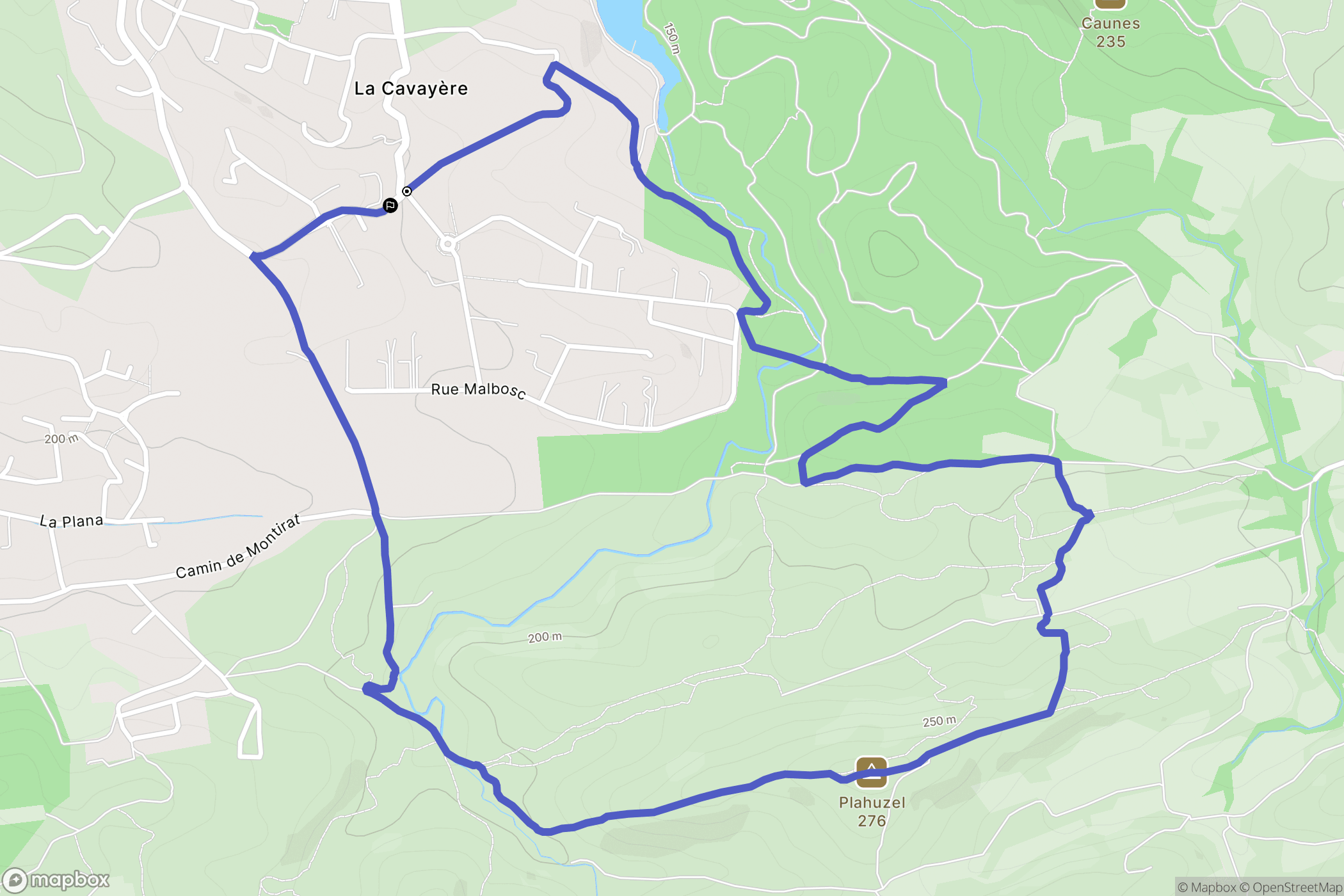 Carcassonne : carte du parcours de randonnée - France