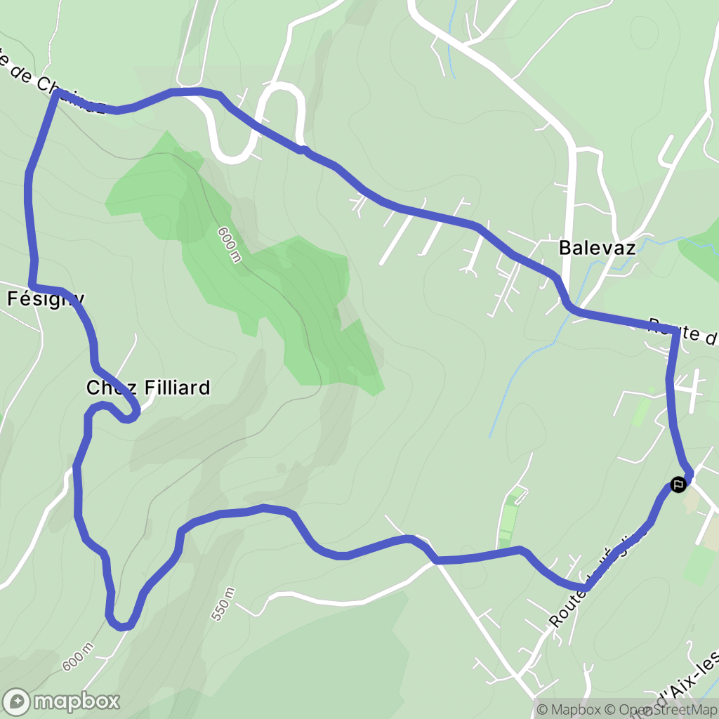 Cusy : carte du parcours de randonnée - France