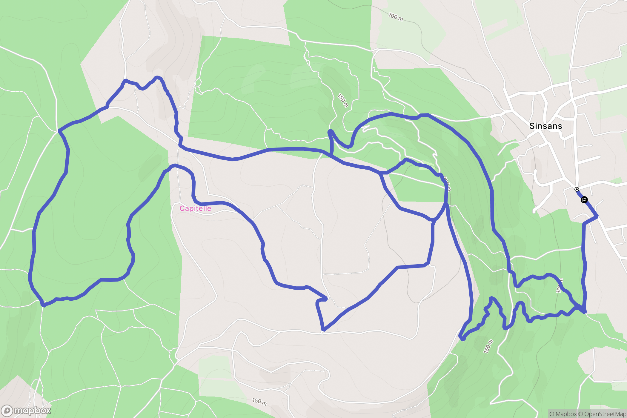 Calvisson : carte du parcours de randonnée - France