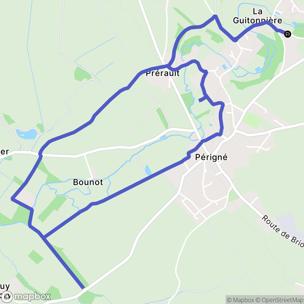 Périgné : carte du parcours de randonnée - France