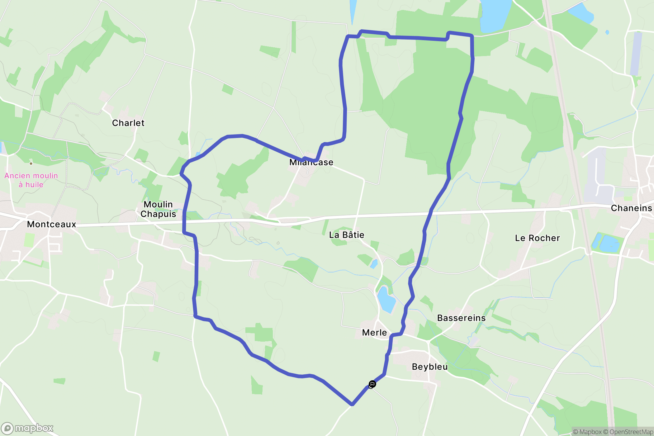 Chaneins : carte du parcours de randonnée - France