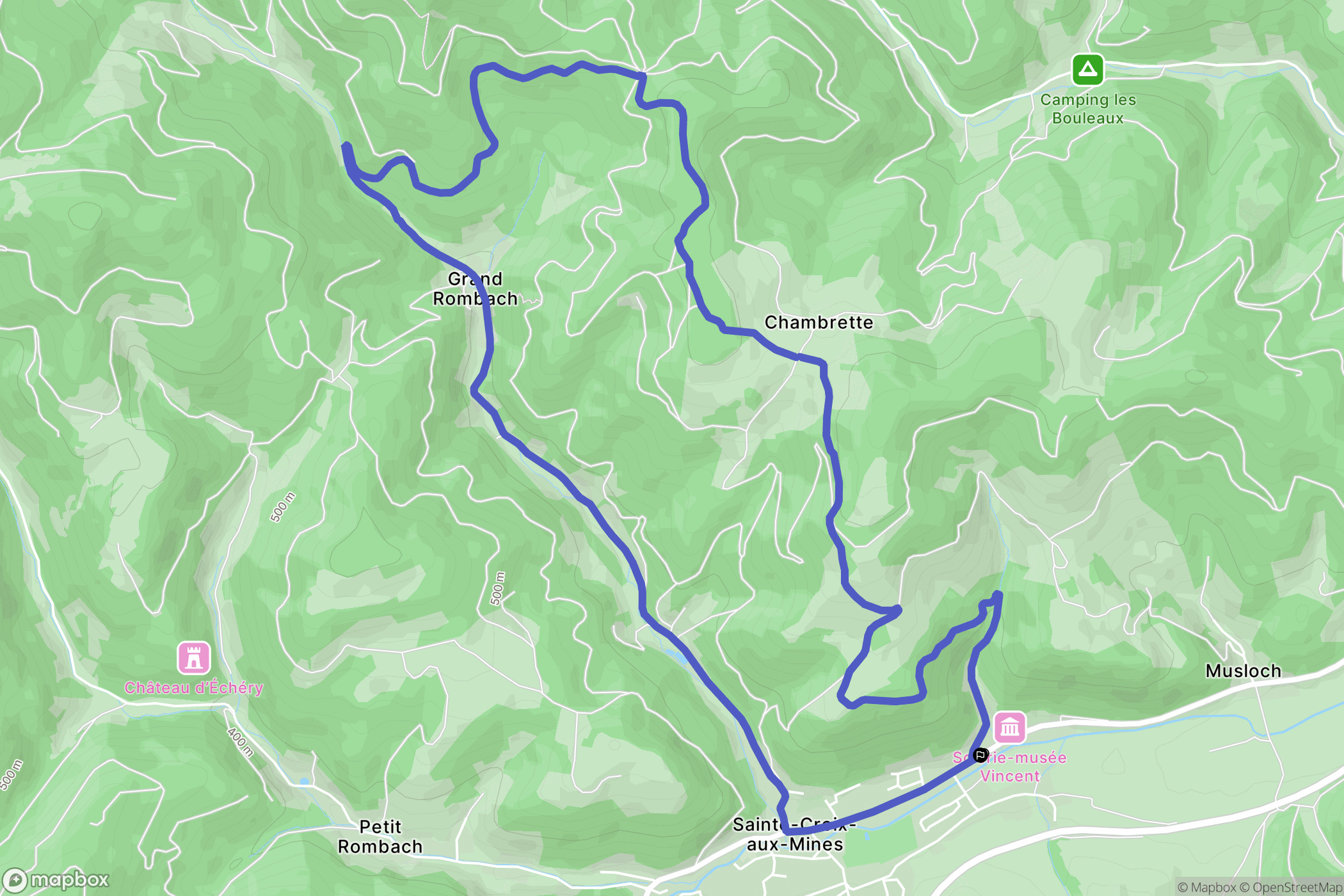 Sainte-Croix-aux-Mines : carte du parcours de randonnée - France