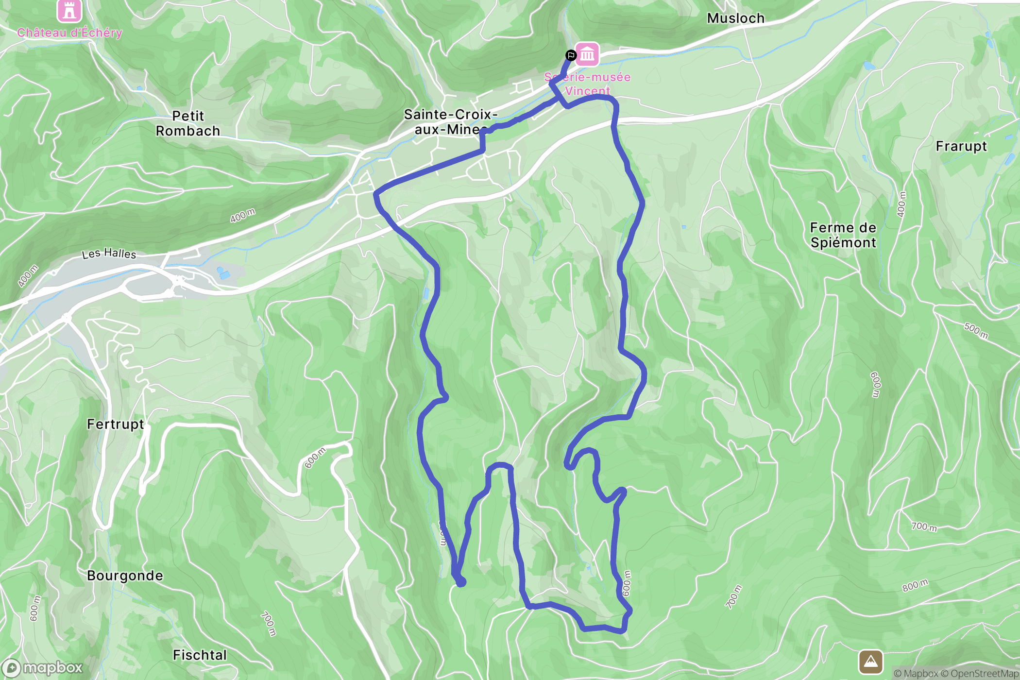 Sainte-Croix-aux-Mines : carte du parcours de randonnée - France