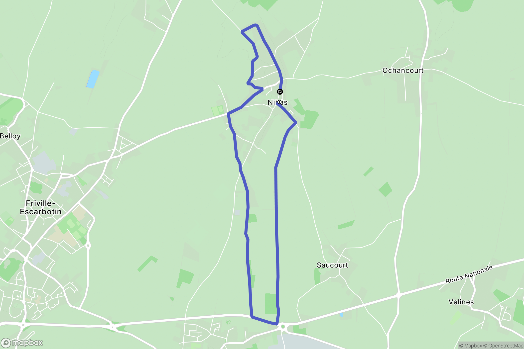 Nibas : carte du parcours de randonnée - France
