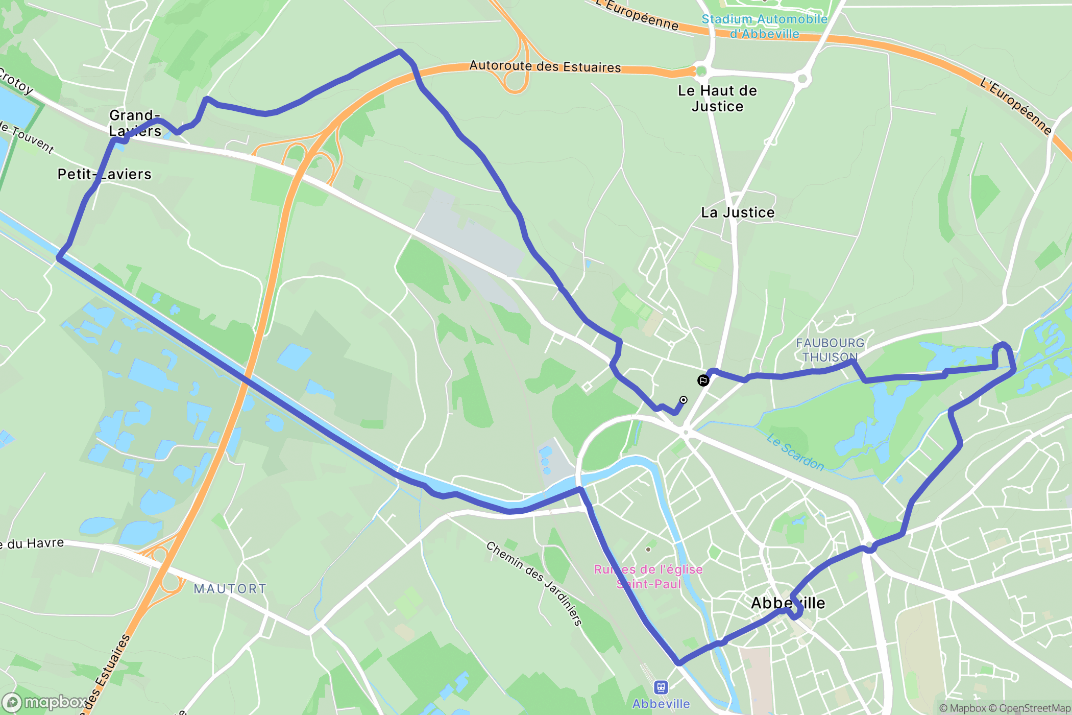 Abbeville : carte du parcours de randonnée - France