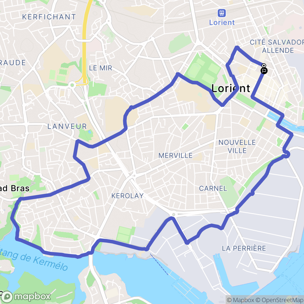 Lorient : carte du parcours de randonnée - France