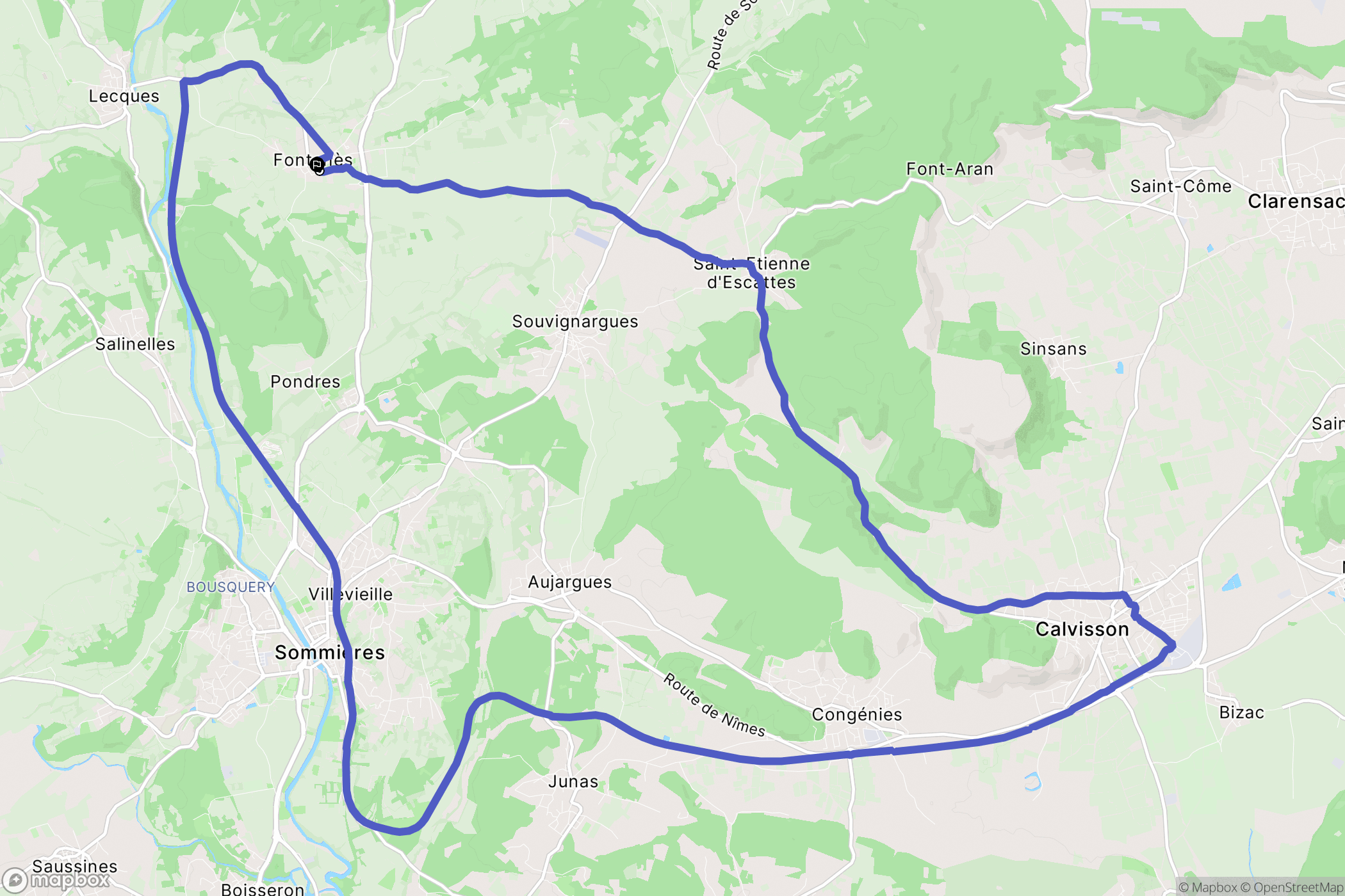 Fontanes : carte du parcours de randonnée - France