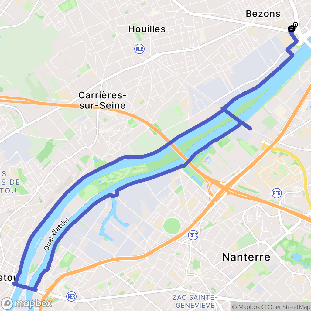 Bezons : carte du parcours de randonnée - France