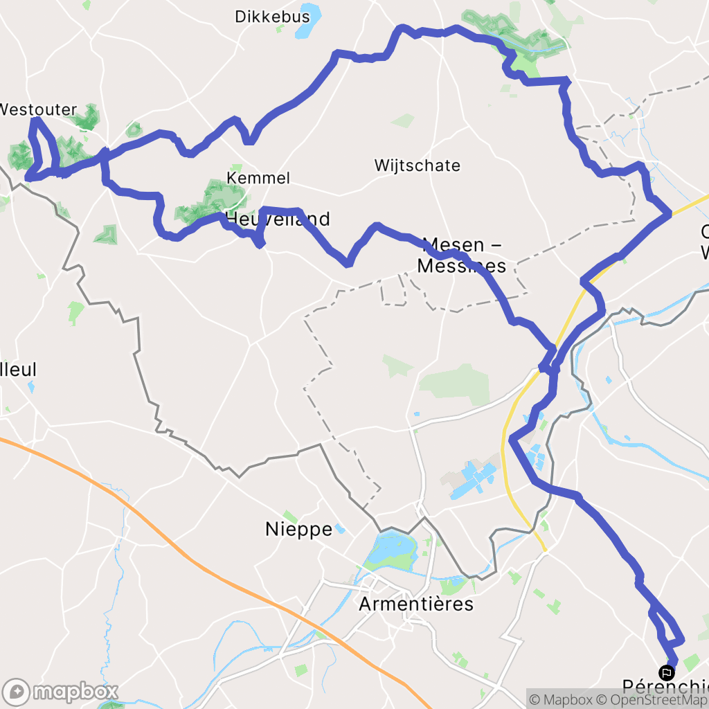 Pérenchies : carte du parcours de randonnée - France