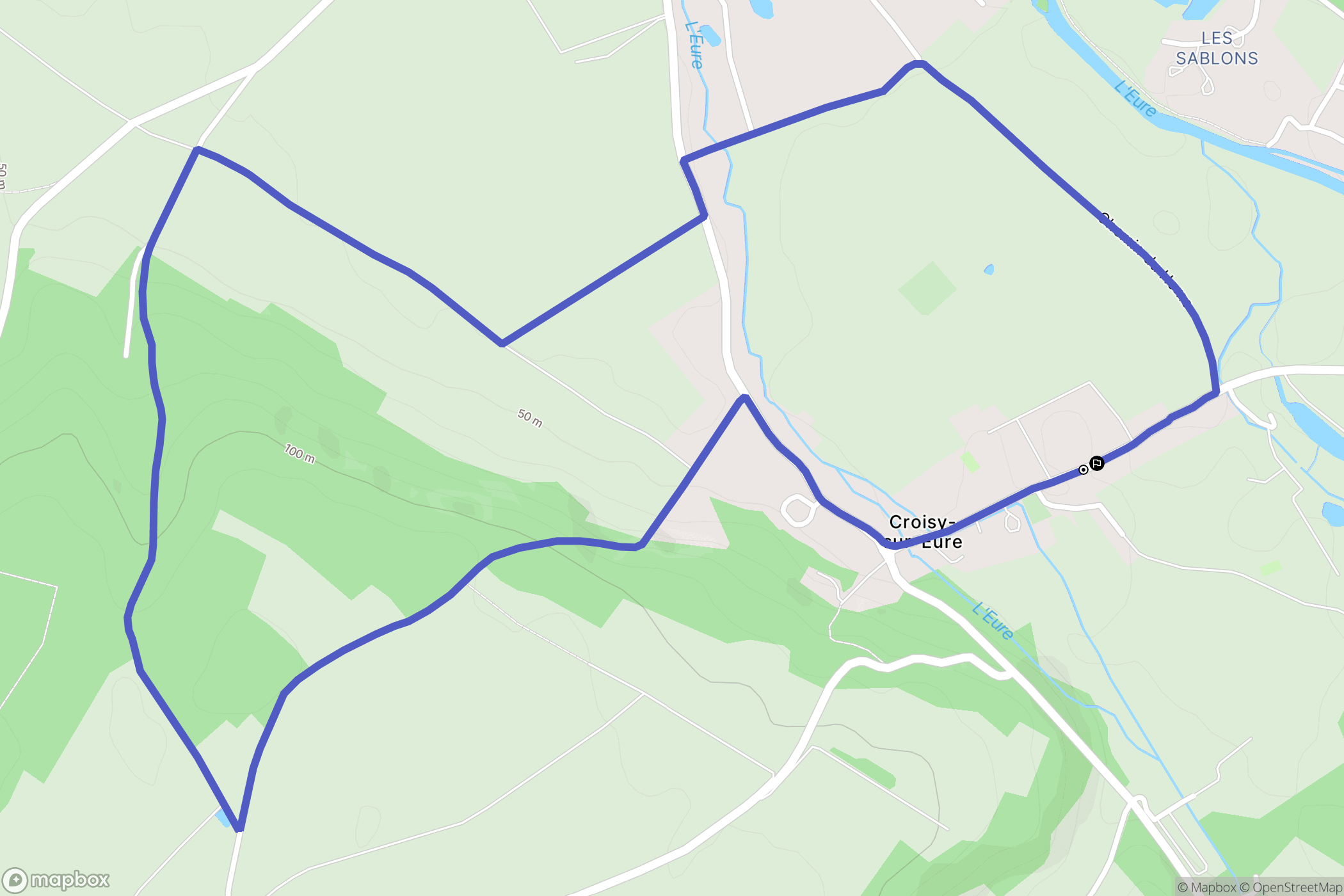 Croisy-sur-Eure : carte du parcours de randonnée - France