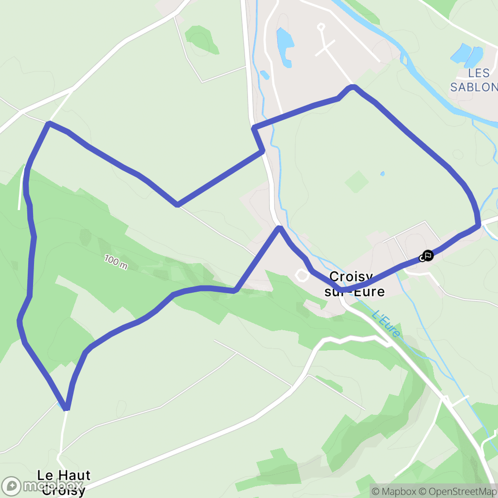 Croisy-sur-Eure : carte du parcours de randonnée - France
